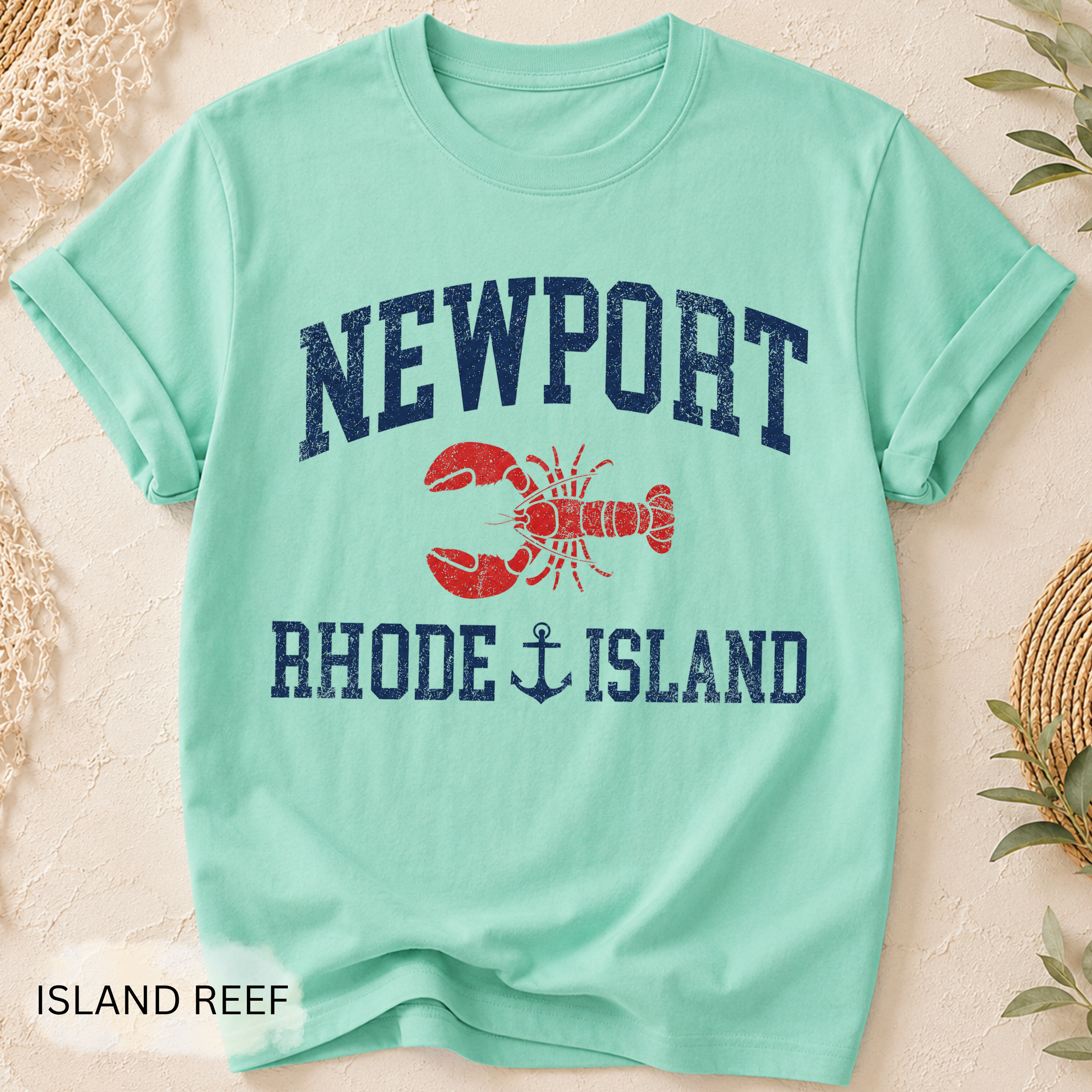Newport Rhode Island Lobster Graphic T-Shirt - Comfort Colors garment-dyed unisex tee, Newport lobster graphic