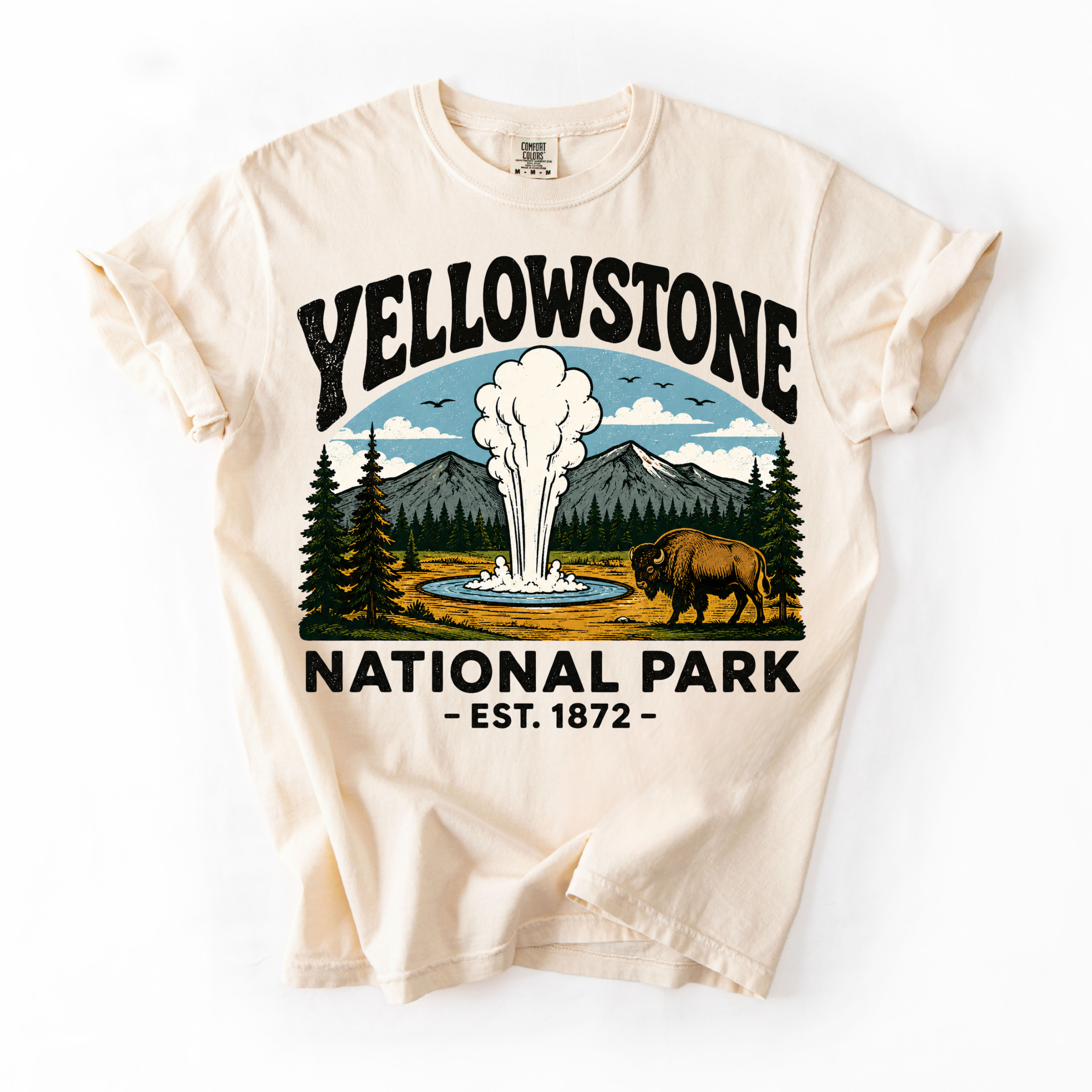 Yellowstone National Park T-Shirt — Old Faithful & Bison Park Graphic Tee