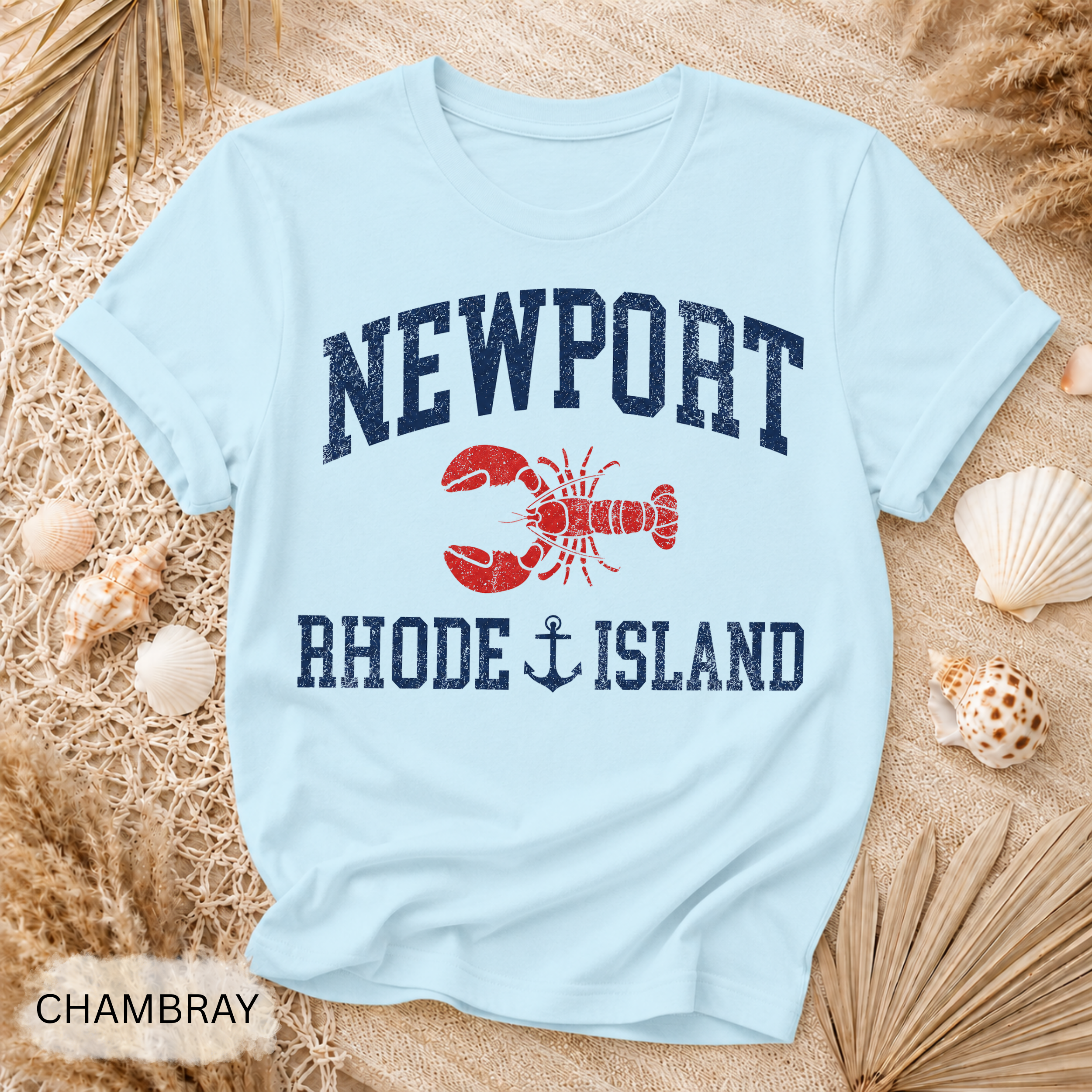 Newport Rhode Island Lobster Graphic T-Shirt - Comfort Colors garment-dyed unisex tee, Newport lobster graphic