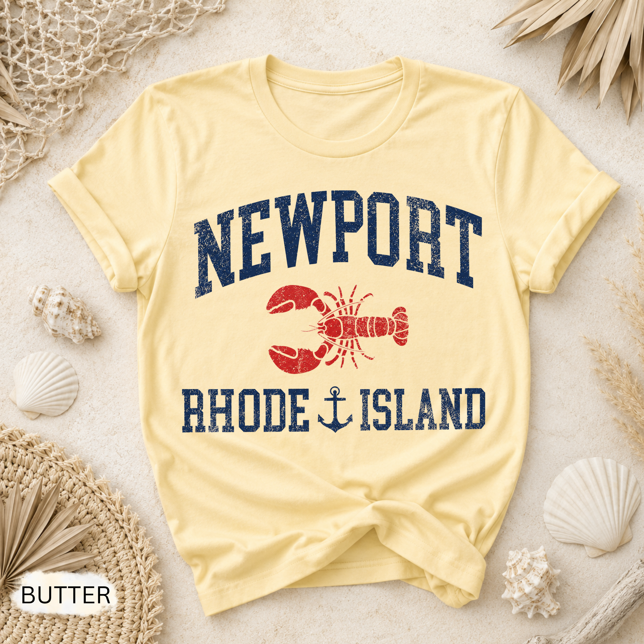 Newport Rhode Island Lobster Graphic T-Shirt - Comfort Colors garment-dyed unisex tee, Newport lobster graphic