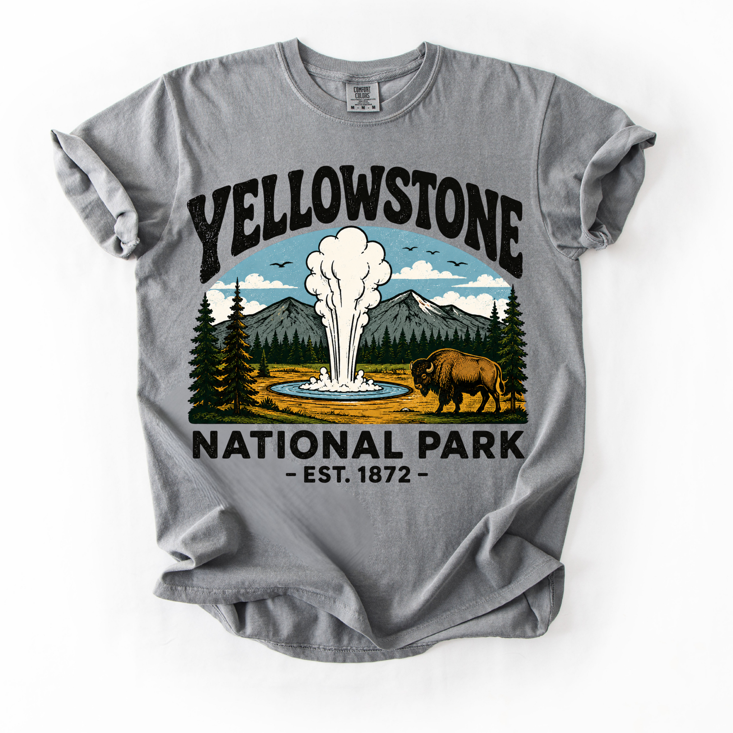Yellowstone National Park T-Shirt — Old Faithful & Bison Park Graphic Tee