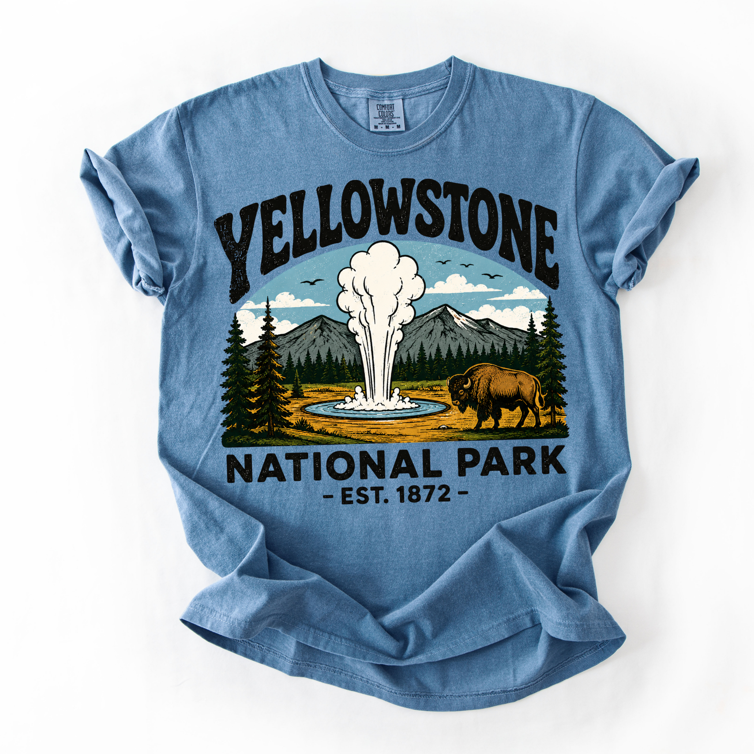 Yellowstone National Park T-Shirt — Old Faithful & Bison Park Graphic Tee