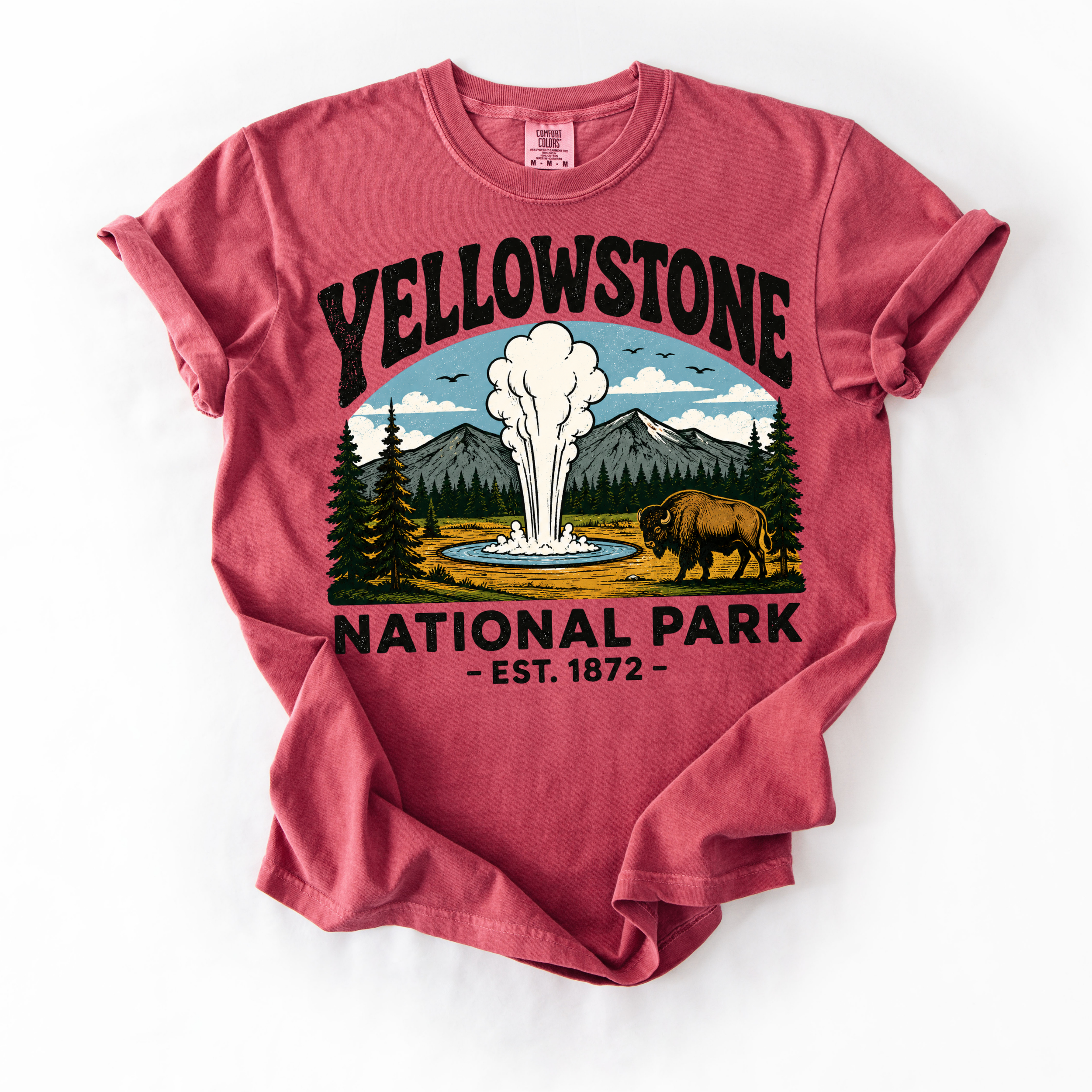 Yellowstone National Park T-Shirt — Old Faithful & Bison Park Graphic Tee