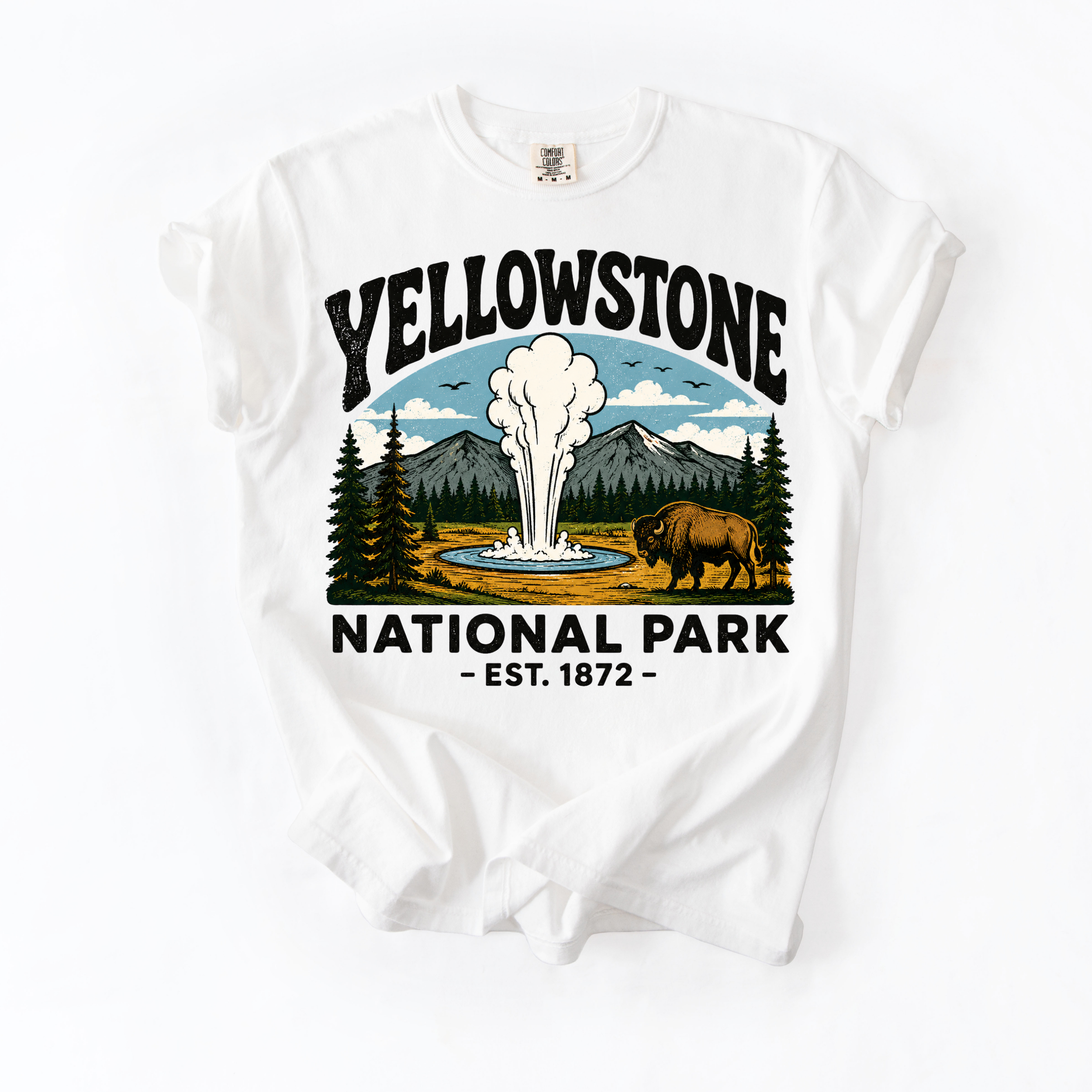 Yellowstone National Park T-Shirt — Old Faithful & Bison Park Graphic Tee