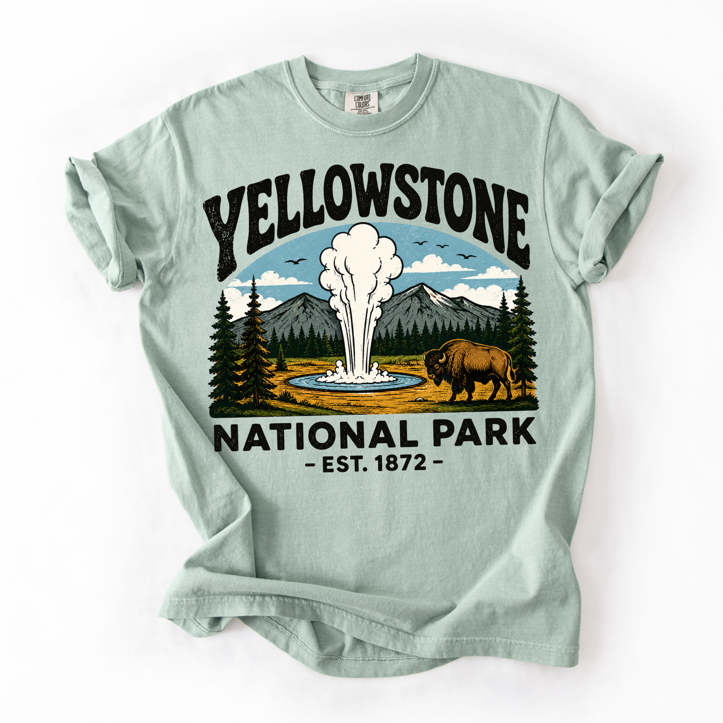 Yellowstone National Park T-Shirt — Old Faithful & Bison Park Graphic Tee