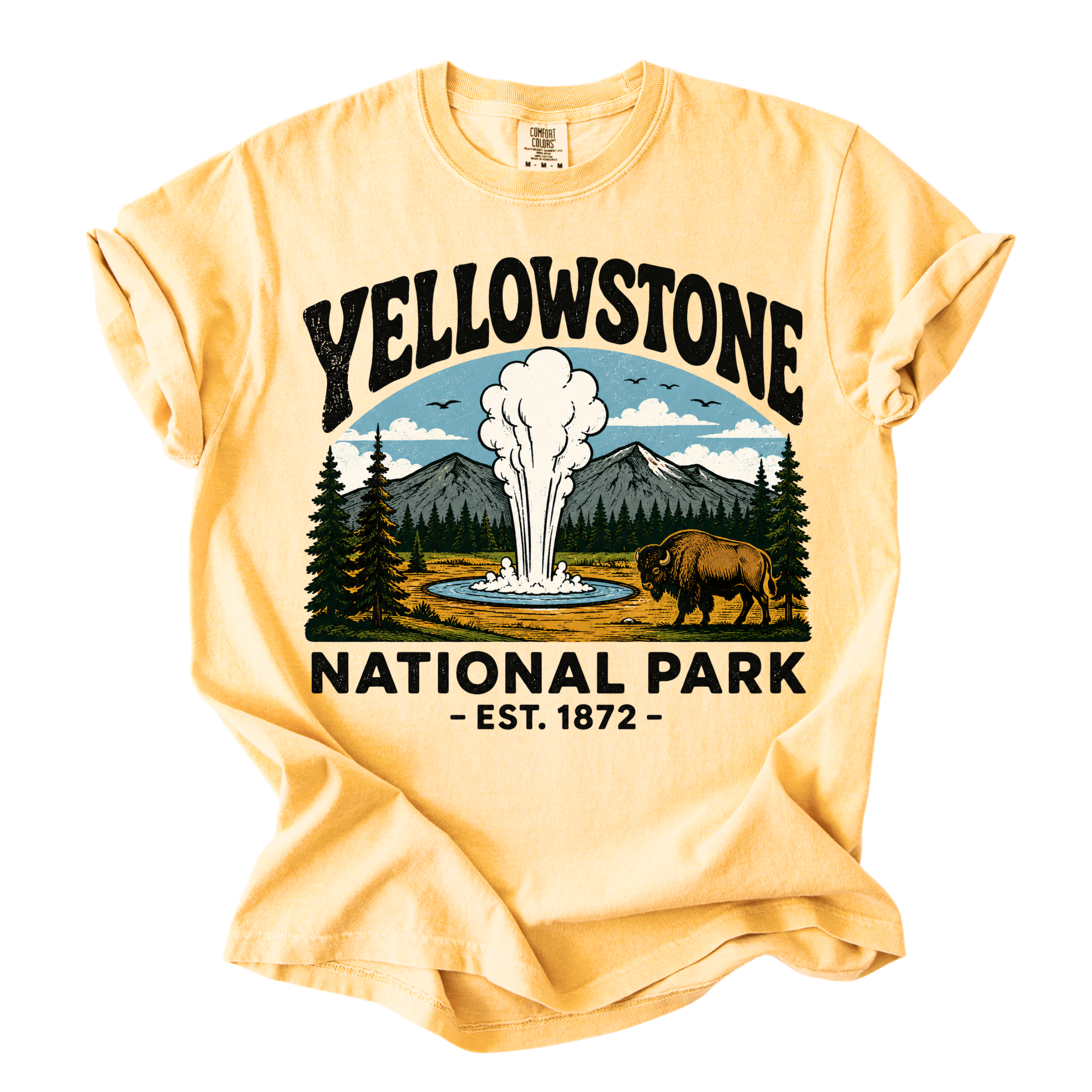 Yellowstone National Park T-Shirt — Old Faithful & Bison Park Graphic Tee