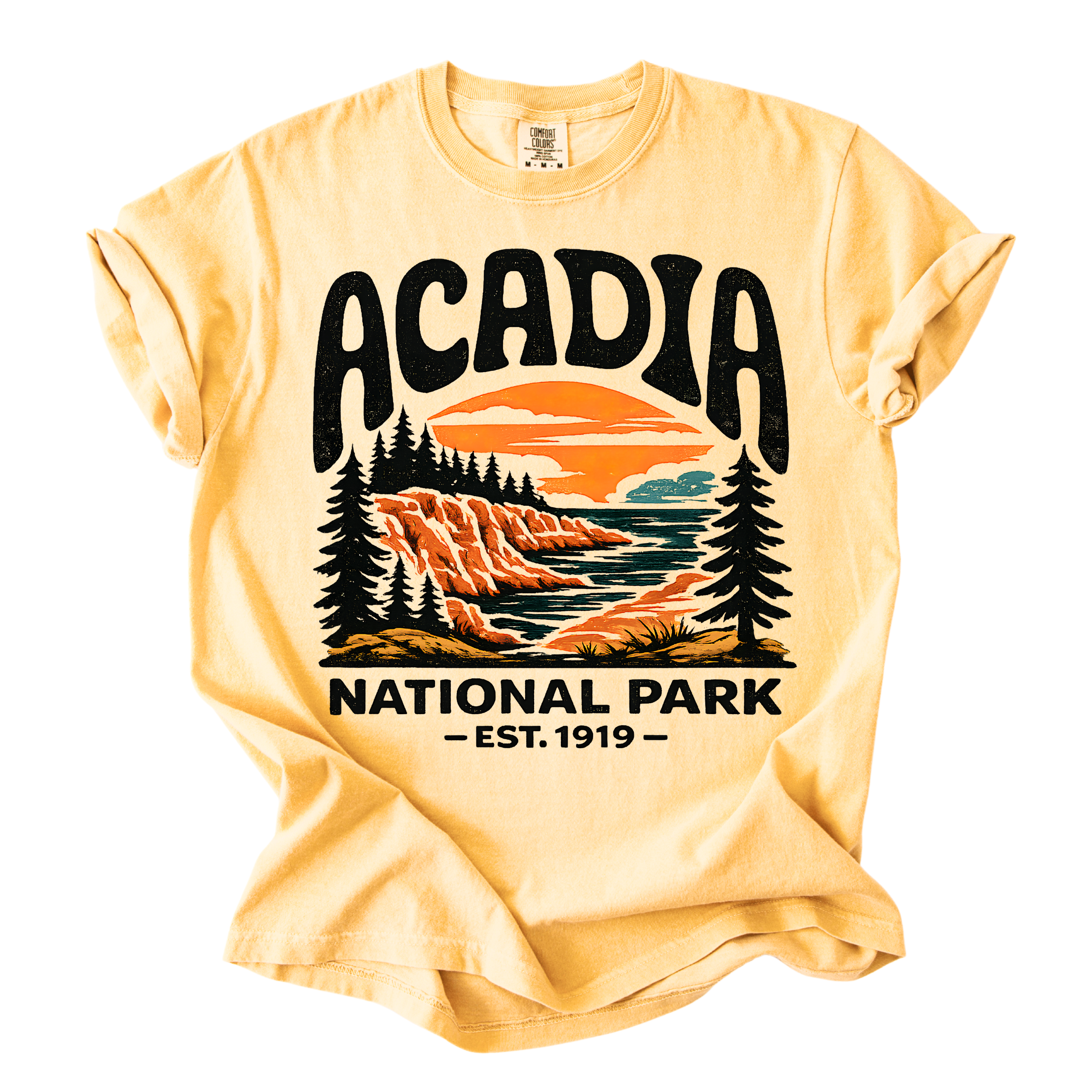 Acadia National Park T-Shirt — Scenic Coastal Sunset Tee